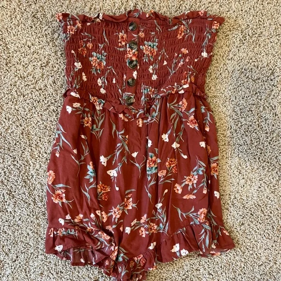 american eagle floral strapless romper - Picture 2 of 4